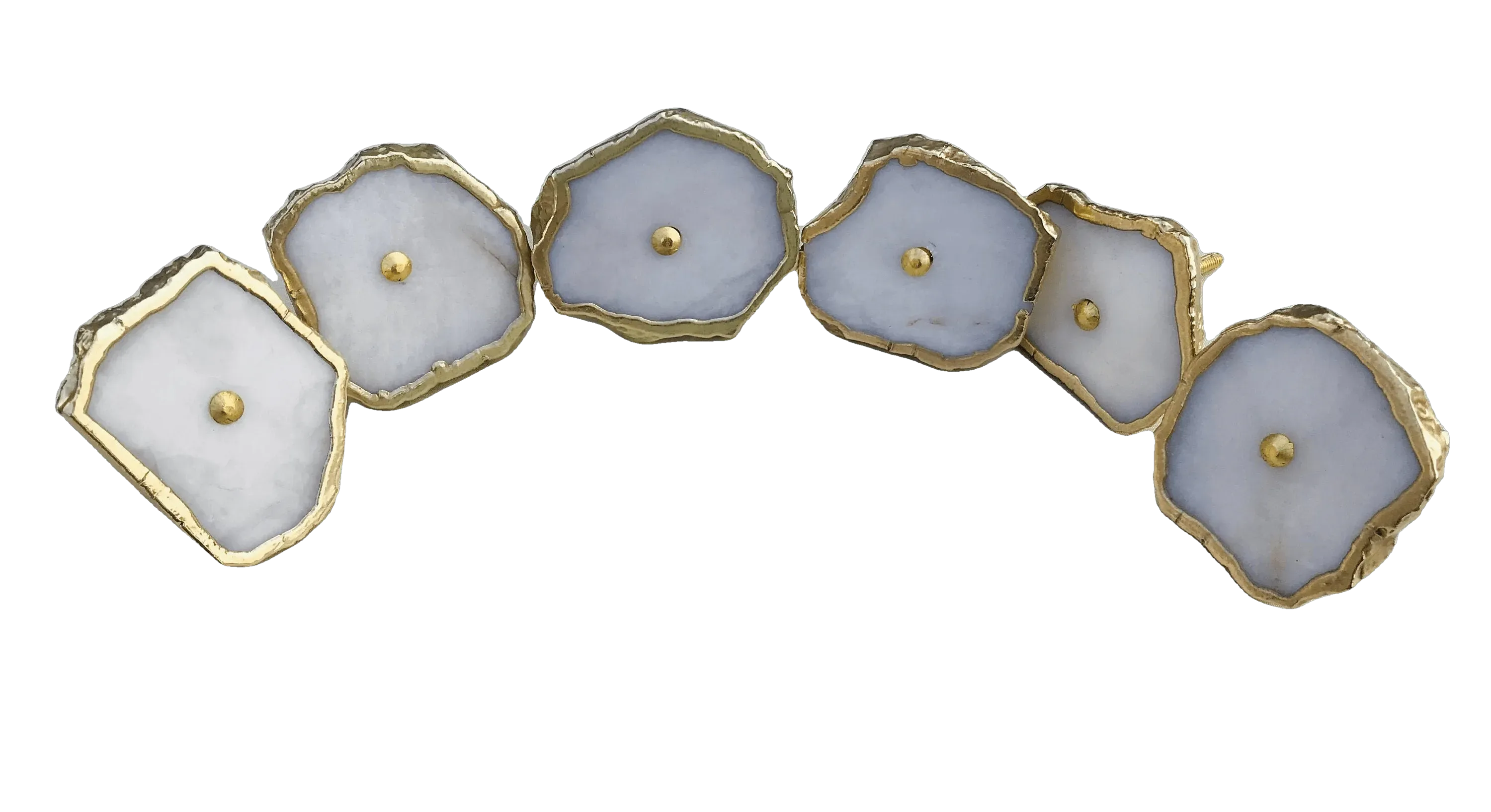 White Agate Cabinet Door Pull Handle - Set of 6