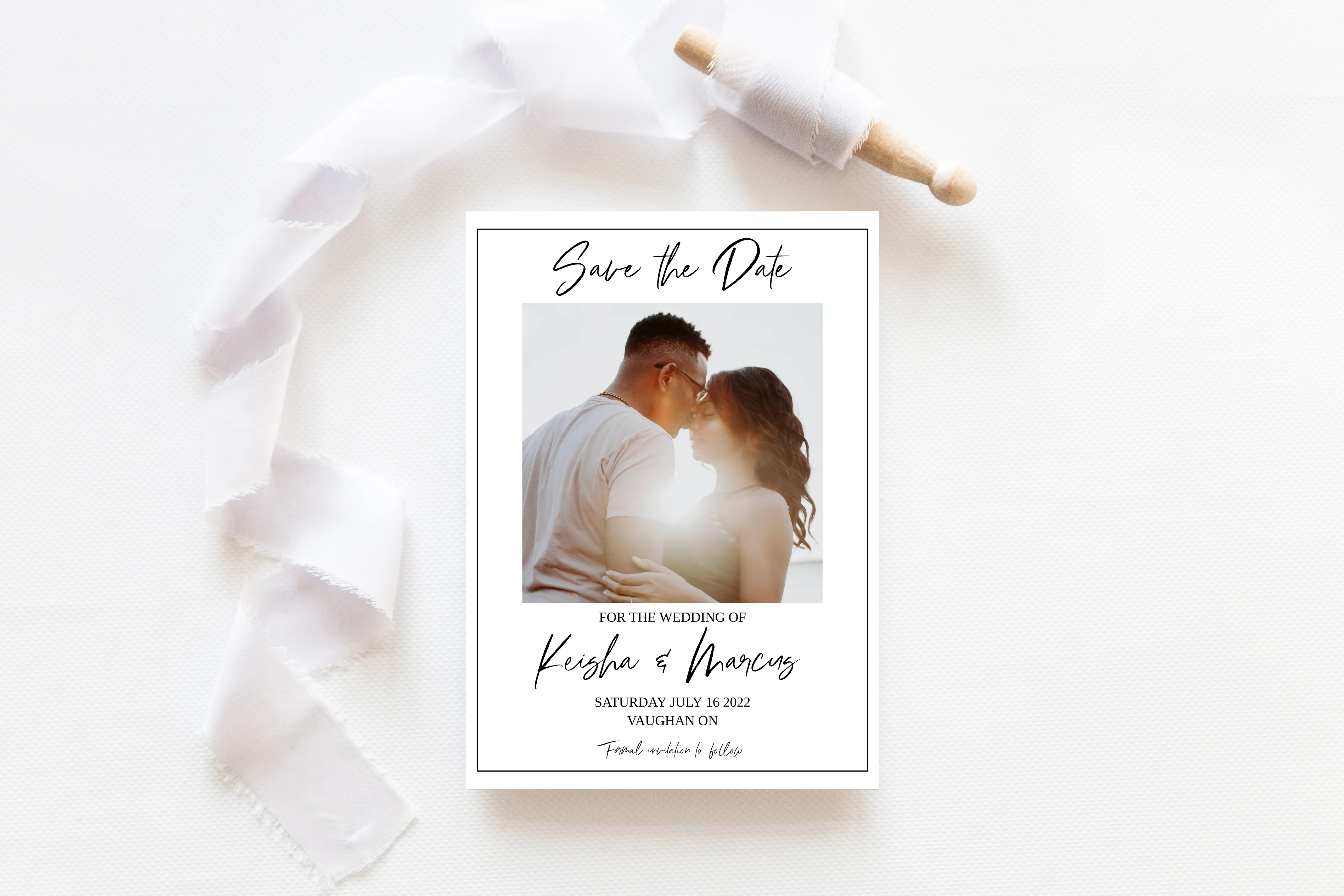 White and Black Photo Save the Date Template