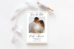 White and Black Photo Save the Date Template