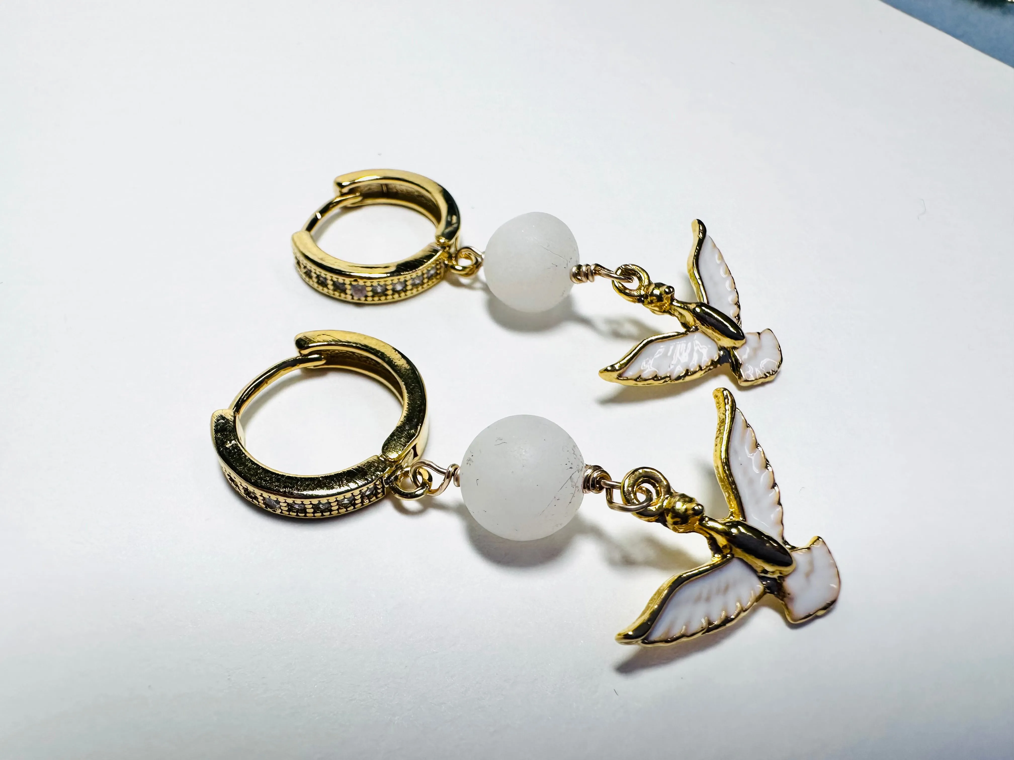 White Bird Earrings
