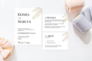 White Black and Gold Wedding Invitation Template Bundle