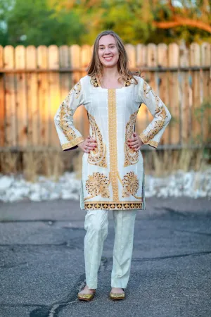 White Cotton-Lawn Suit Salwar Kameez by Elan