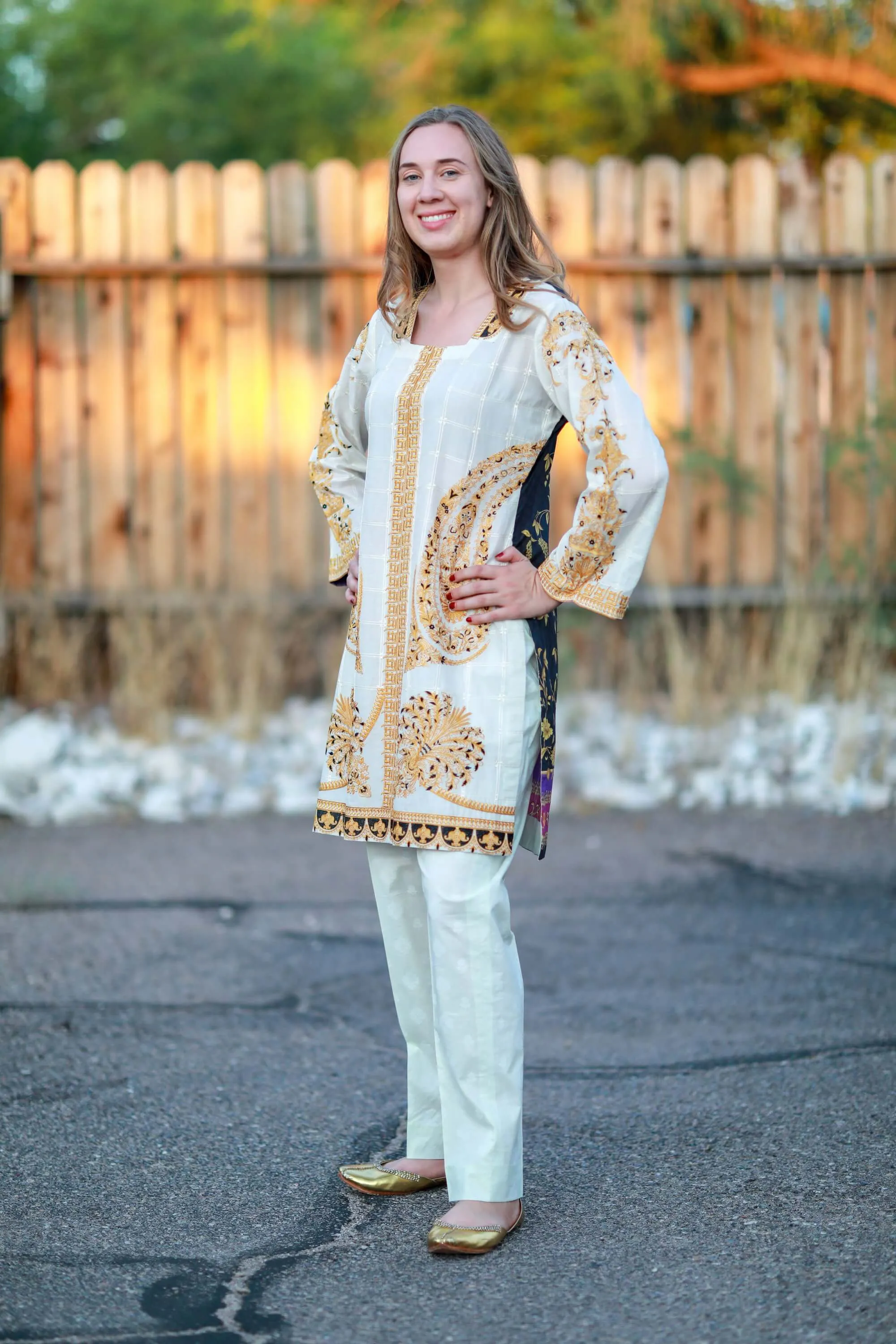 White Cotton-Lawn Suit Salwar Kameez by Elan