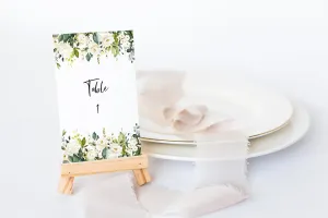 White Floral Table Numbers Template - JAIDEN