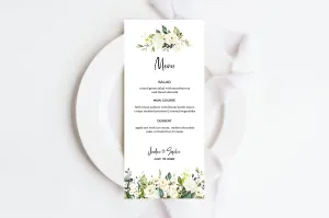 White Floral Wedding Menu Template - JAIDEN