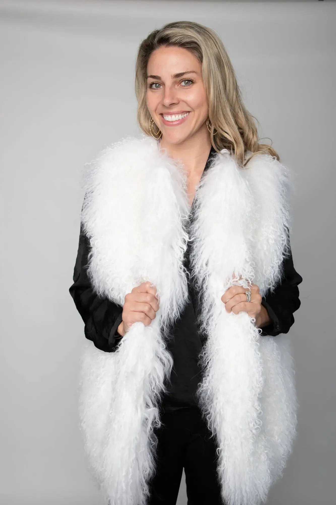 White Mongolian Lamb Vest
