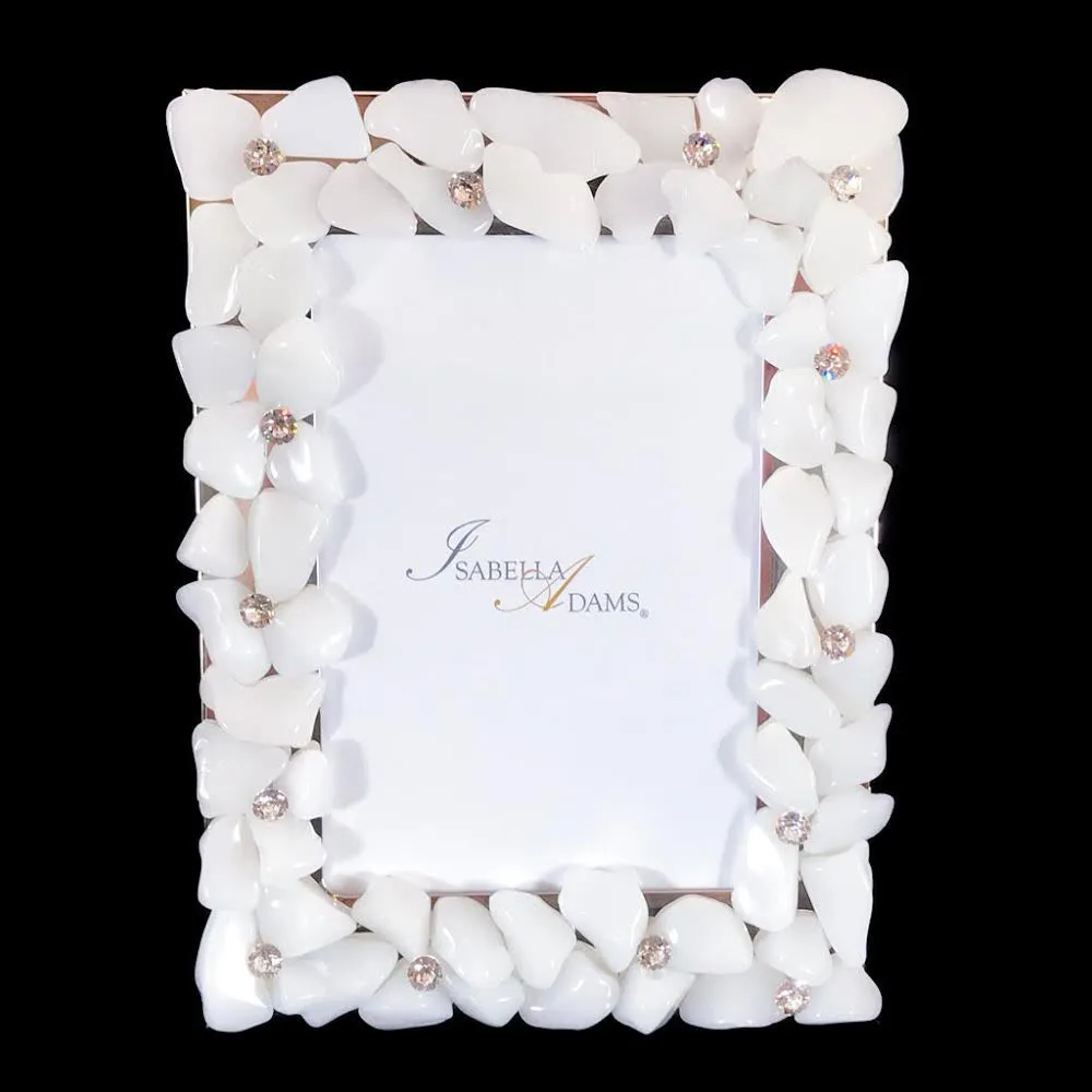White Quartz Gemstone 4 x 6 Picture Frame Featuring Premium Crystal