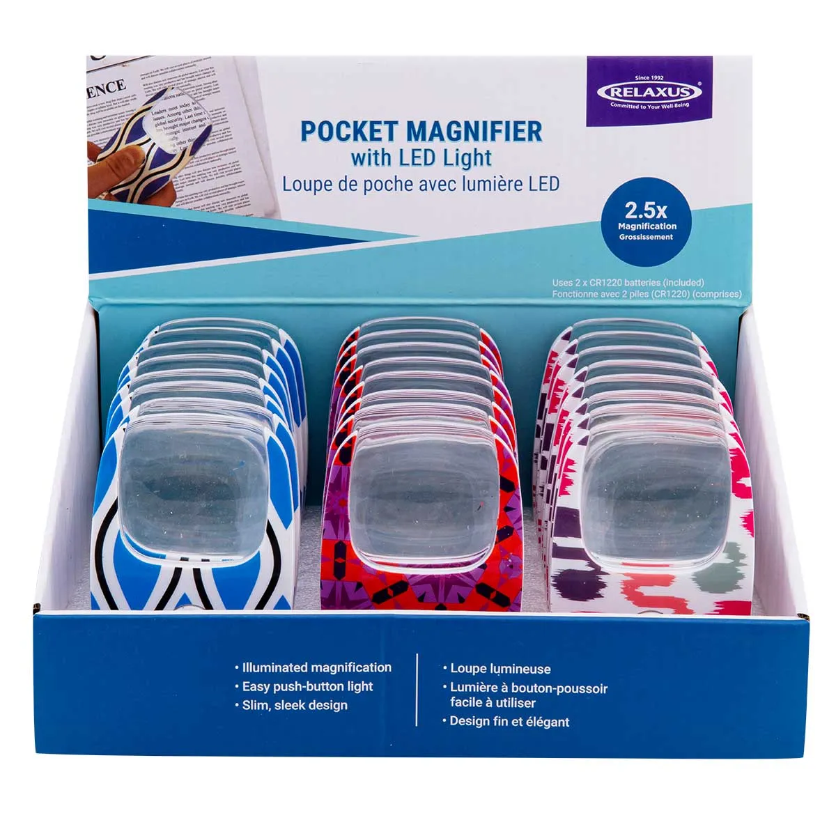 Wholesale Pocket LED Magnifiers - Displayer of 24