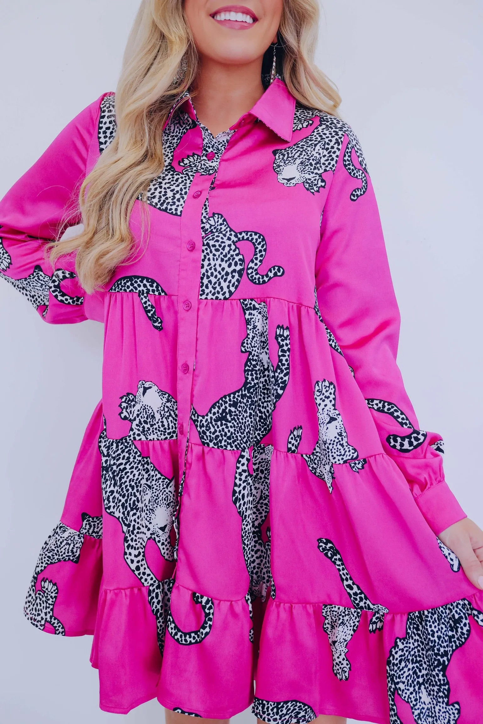 Wild Thing Leopard Ruffle Hem Dress - Pink