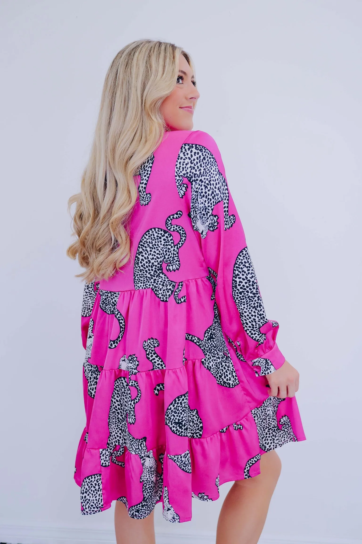 Wild Thing Leopard Ruffle Hem Dress - Pink