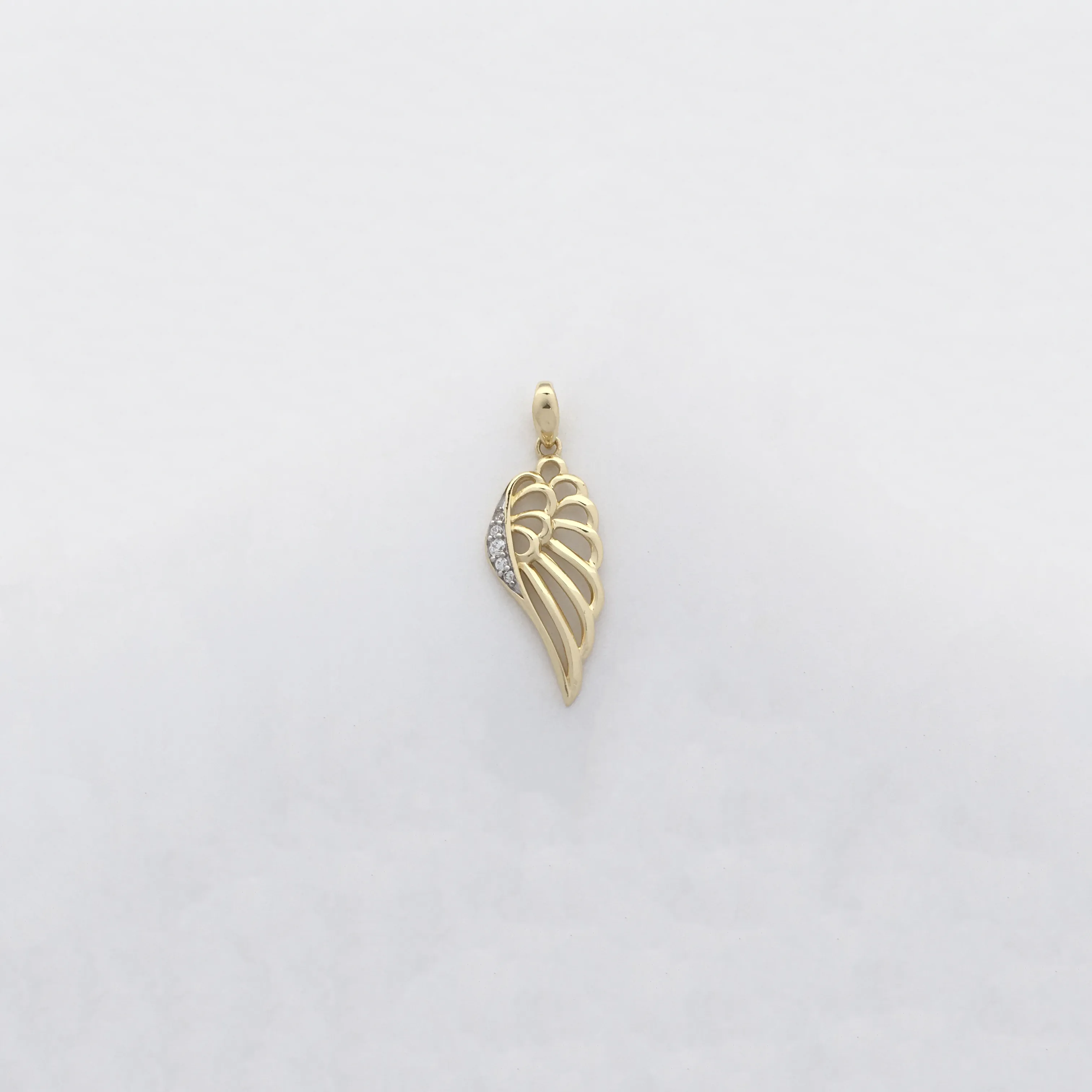 Wing Line Silhouette CZ Pendant (14K)