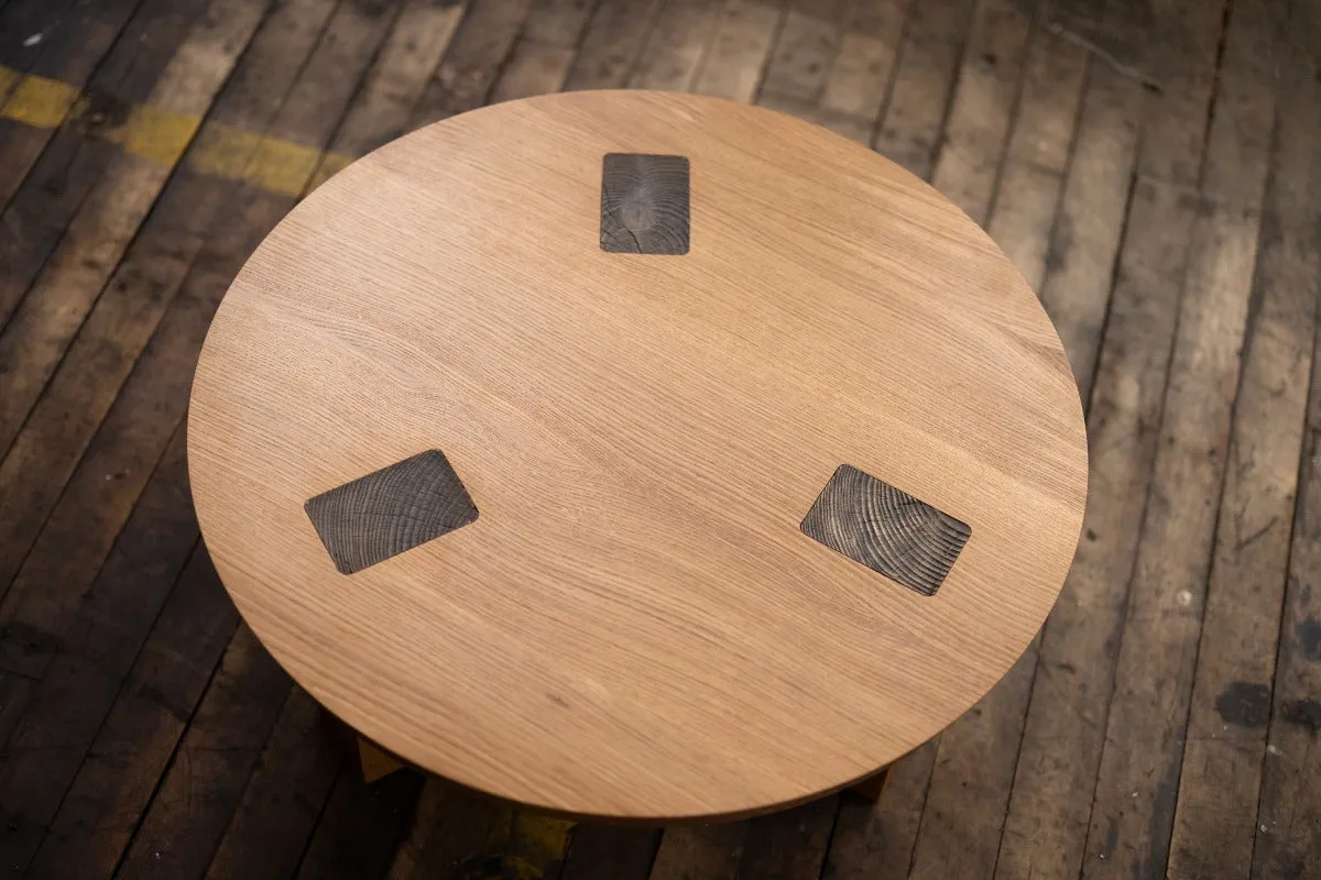Winston Coffee Table | Round Wood and Bronze Coffee Table