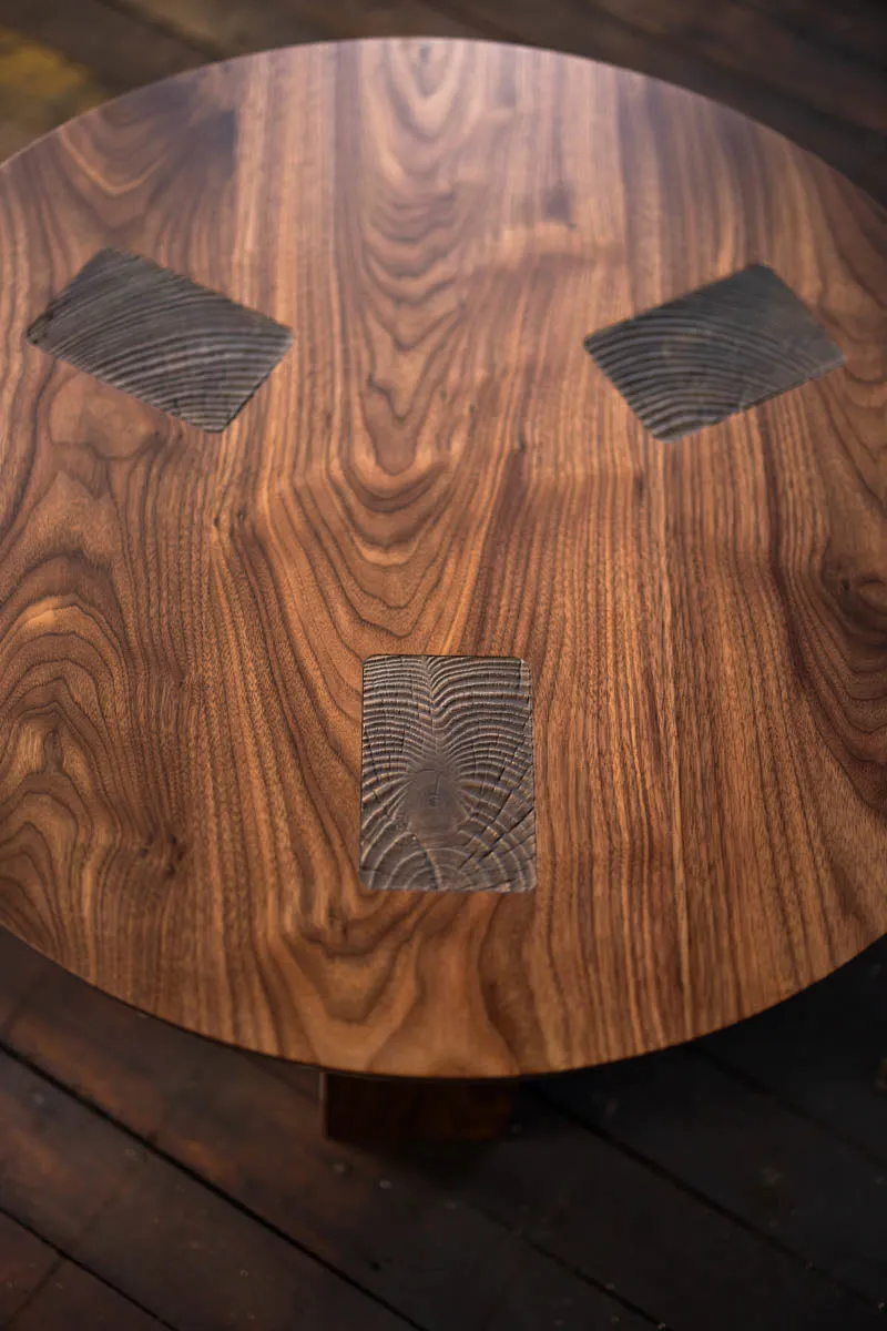 Winston Coffee Table | Round Wood and Bronze Coffee Table