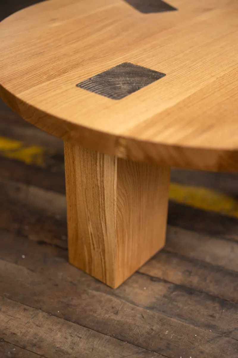 Winston Coffee Table | Round Wood and Bronze Coffee Table