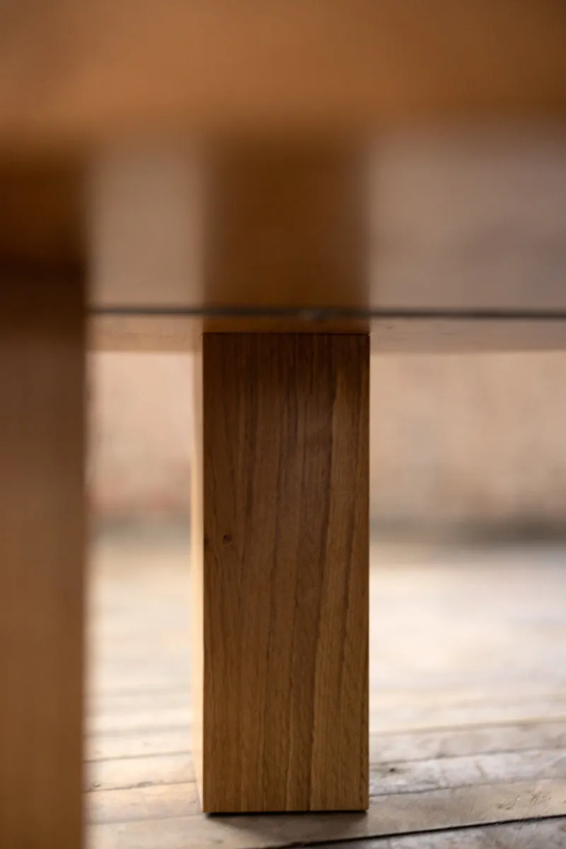 Winston Coffee Table | Round Wood and Bronze Coffee Table