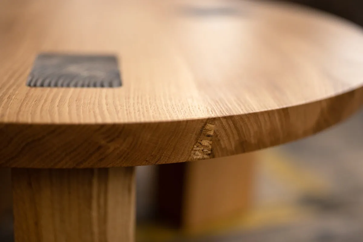 Winston Coffee Table | Round Wood and Bronze Coffee Table