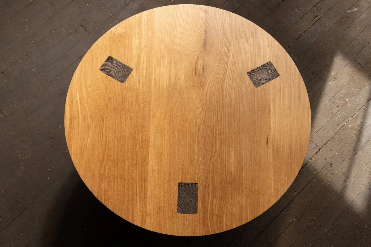 Winston Coffee Table | Round Wood and Bronze Coffee Table