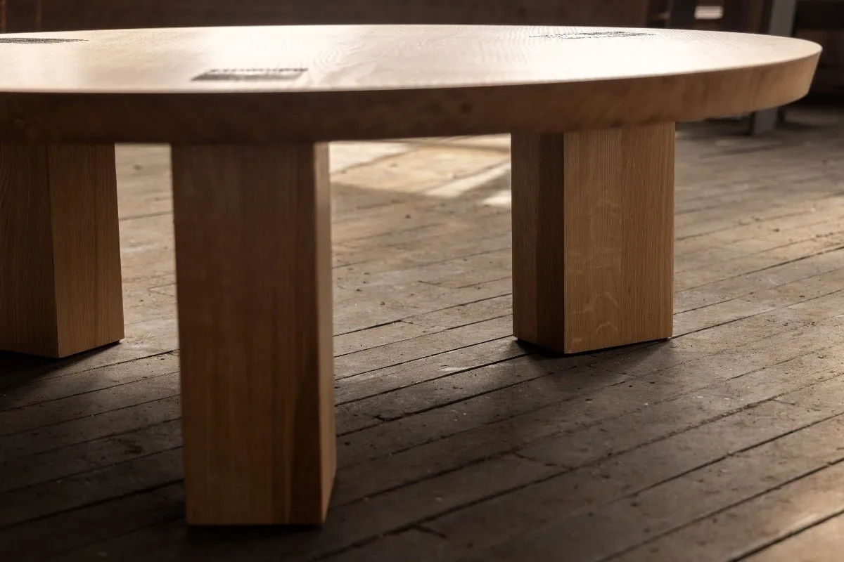 Winston Coffee Table | Round Wood and Bronze Coffee Table