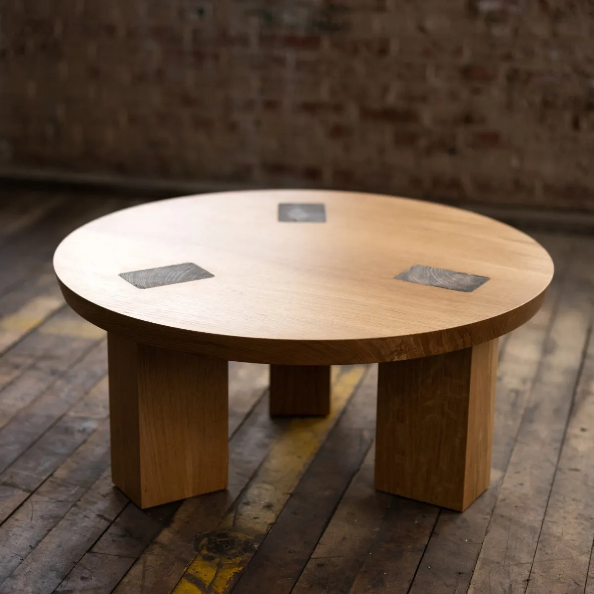 Winston Coffee Table | Round Wood and Bronze Coffee Table