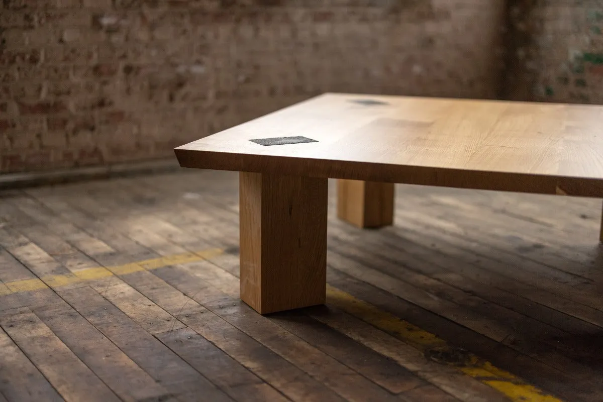 Winston Coffee Table | Square Wood Coffee Table with Bronze Details