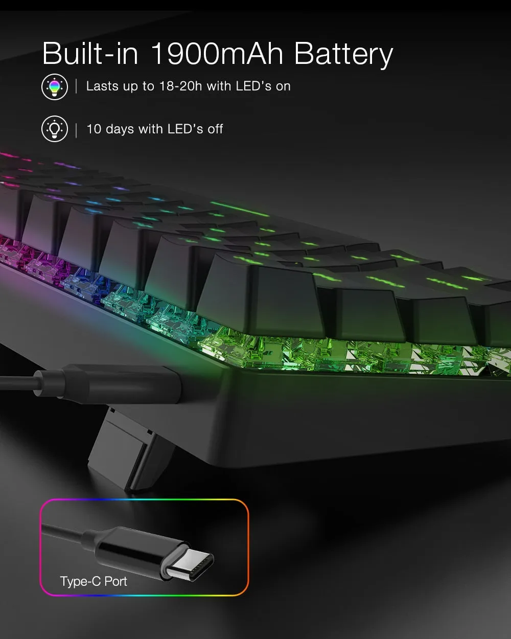 Wireless Gaming Mechanical Keyboard 63 Keys