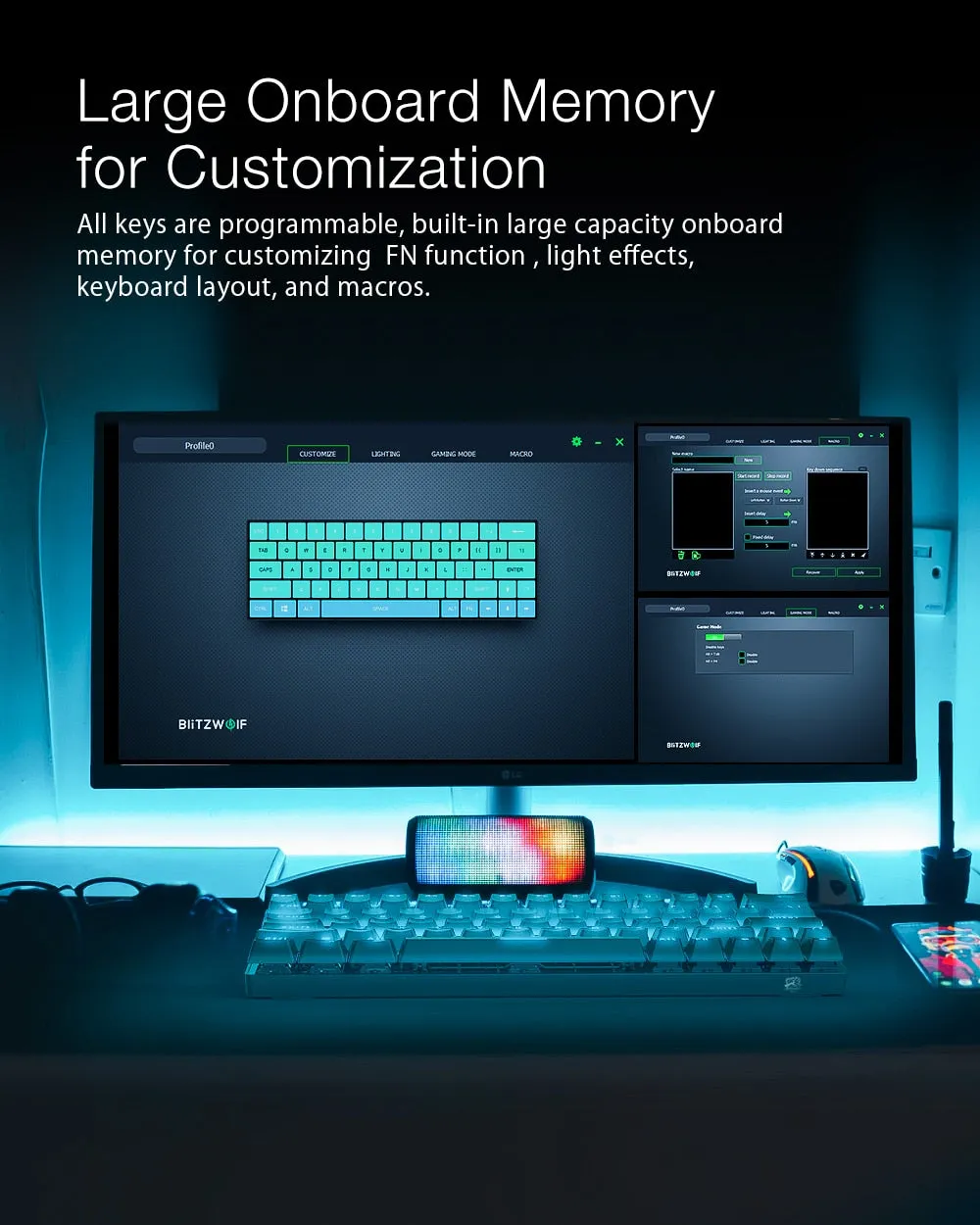 Wireless Gaming Mechanical Keyboard 63 Keys
