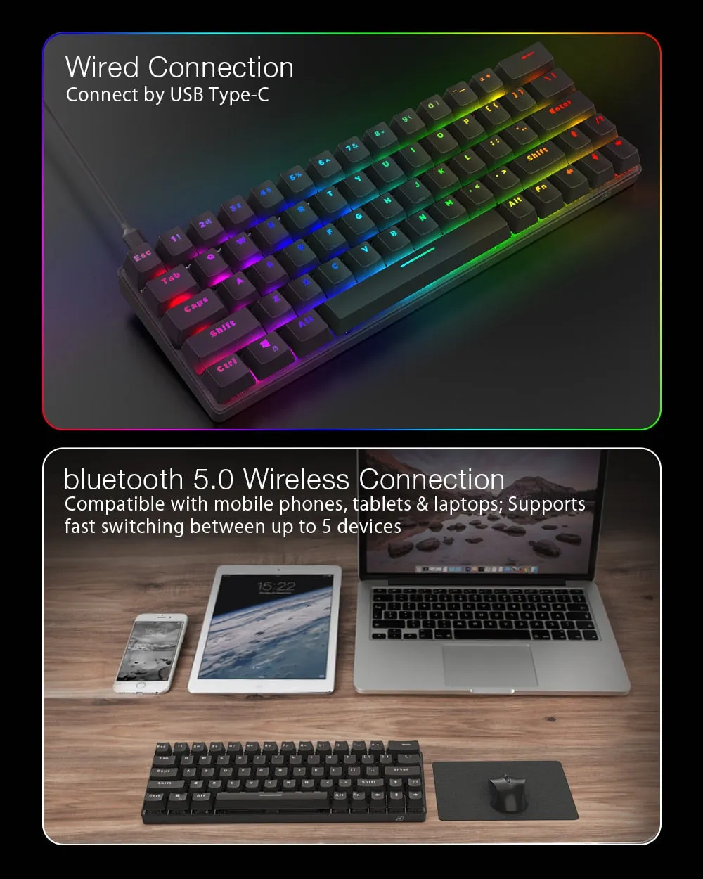 Wireless Gaming Mechanical Keyboard 63 Keys