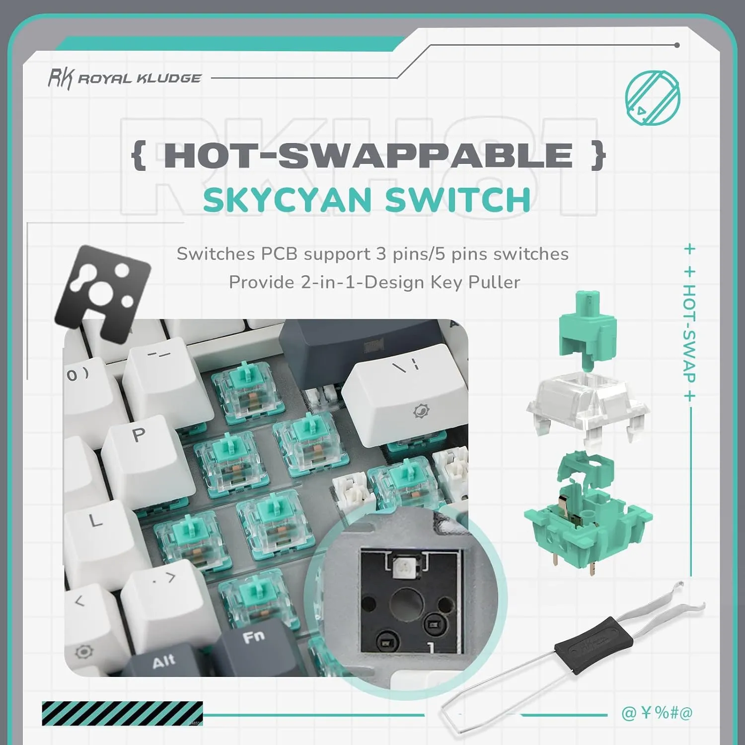 Wireless Gaming Mechanical Keyboard Knob Control Triple Mode Gasket Mount RGB Backlit