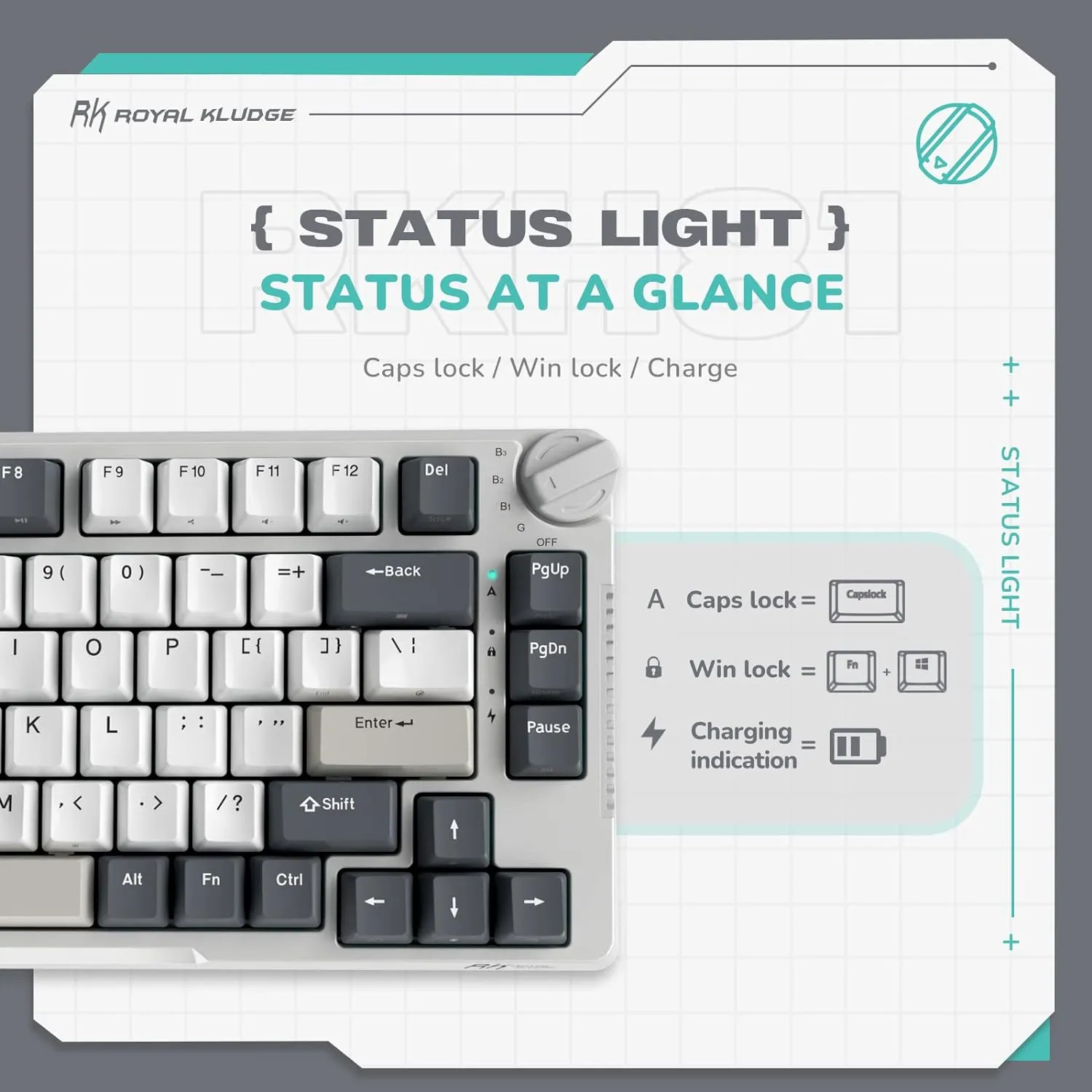 Wireless Gaming Mechanical Keyboard Knob Control Triple Mode Gasket Mount RGB Backlit