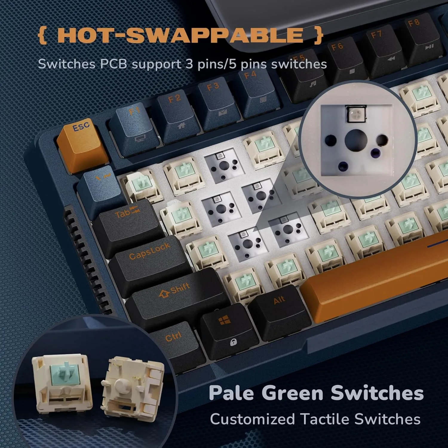 Wireless Gaming Mechanical Keyboard Knob Control Triple Mode Gasket Mount RGB Backlit