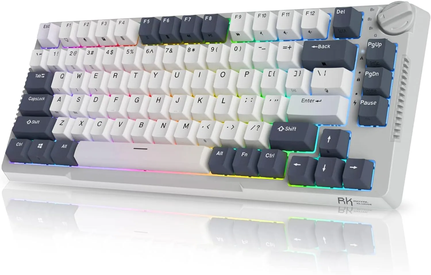 Wireless Gaming Mechanical Keyboard Knob Control Triple Mode Gasket Mount RGB Backlit