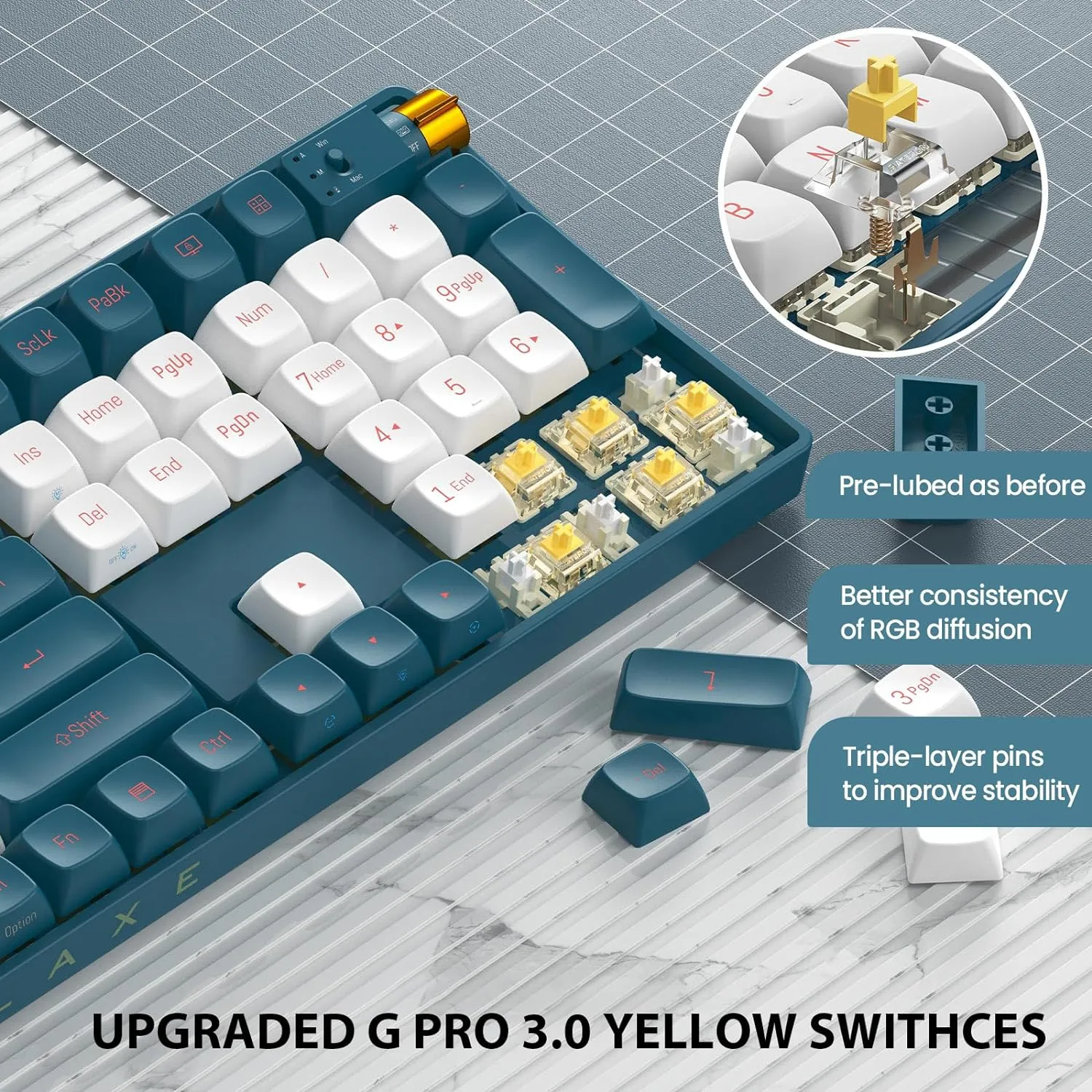 Wireless Mechanical Keyboard Hot Swappable Wireless RGB, PBT Keycaps