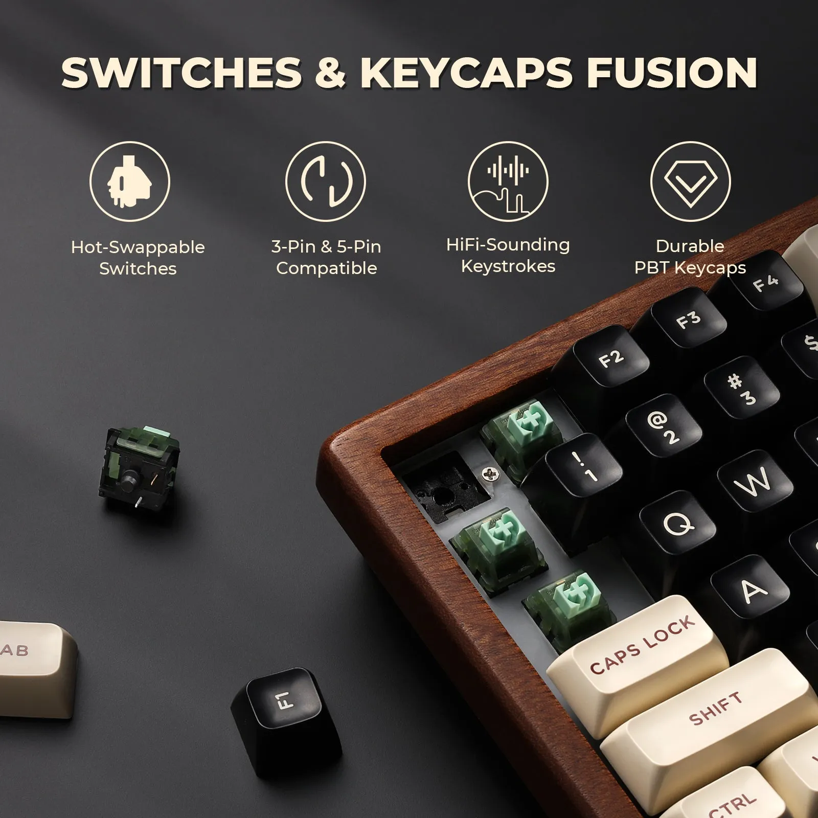 WK84 Wired Wooden Mechanical Keyboard