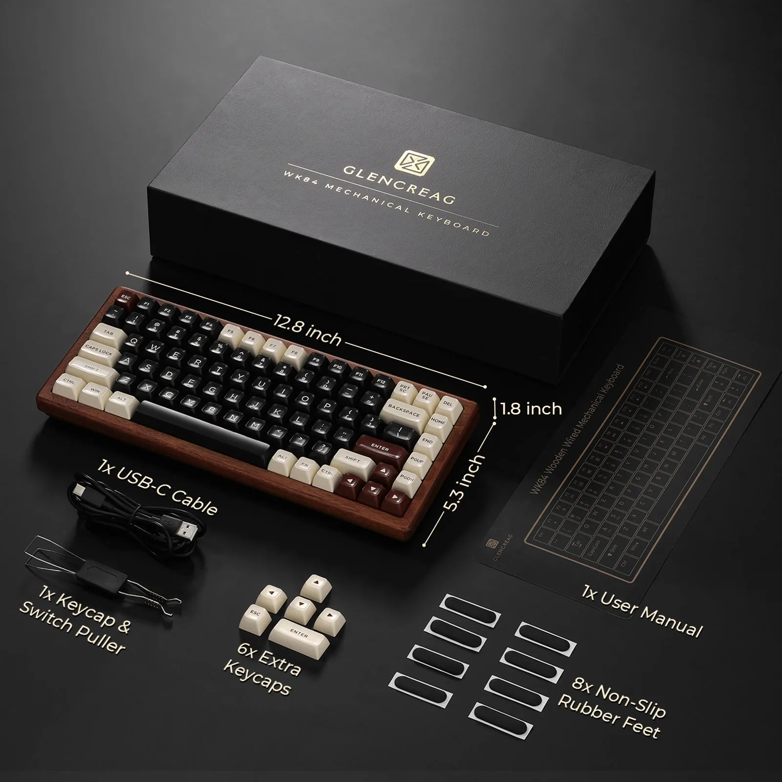 WK84 Wired Wooden Mechanical Keyboard
