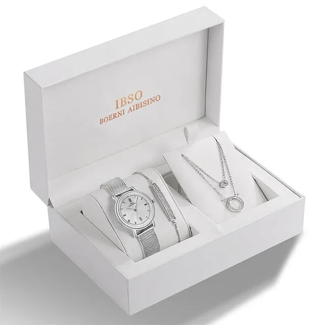 Women  Bracelet Necklace Watch Sets Female Gift set
