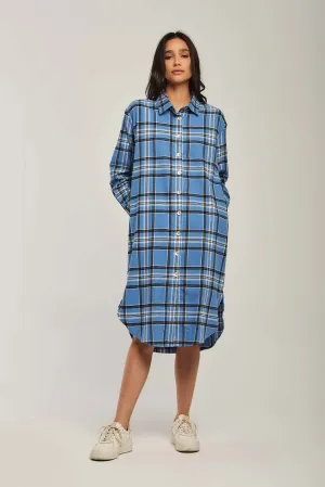 Women Dress Basic Checks Shirt Blue