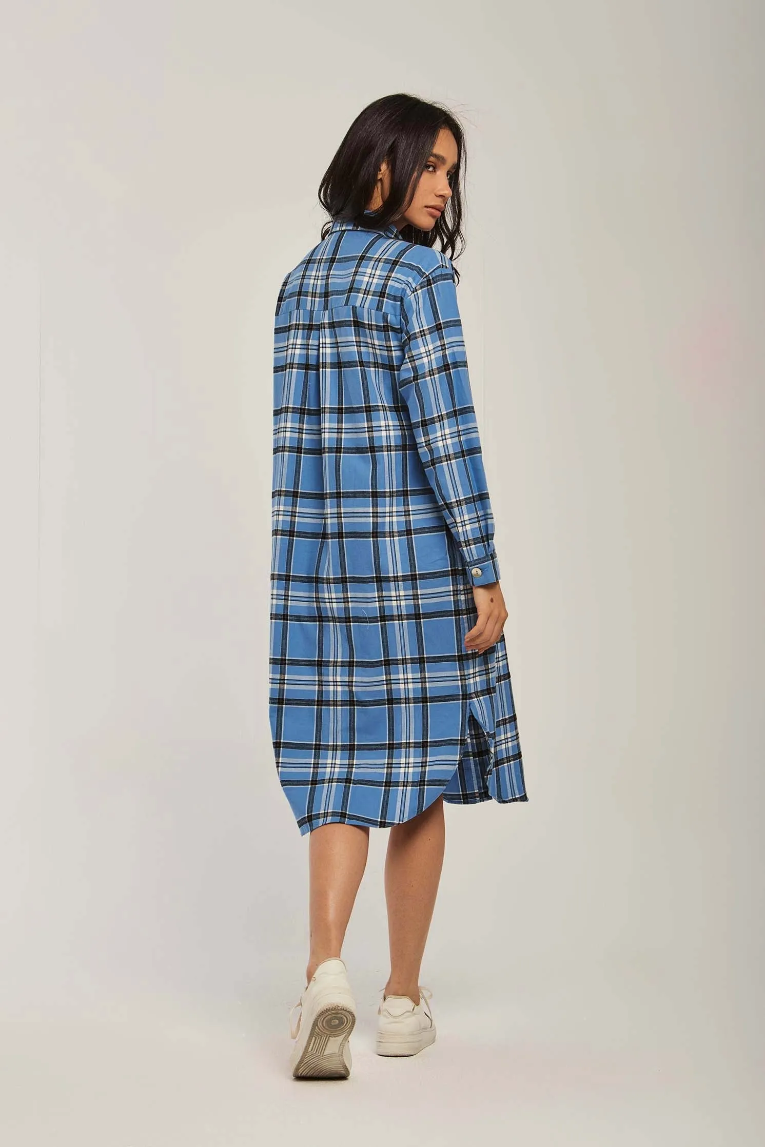 Women Dress Basic Checks Shirt Blue