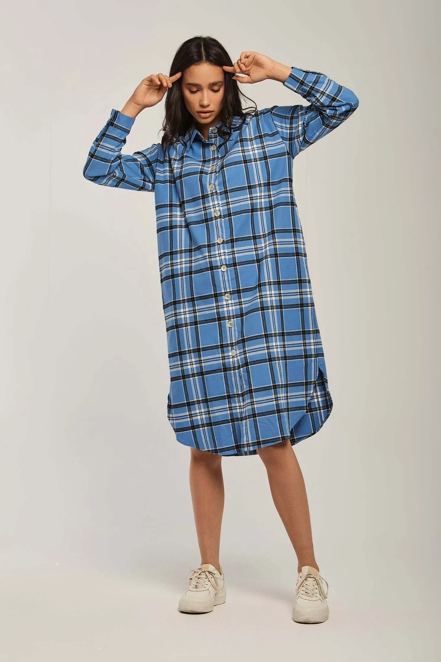 Women Dress Basic Checks Shirt Blue