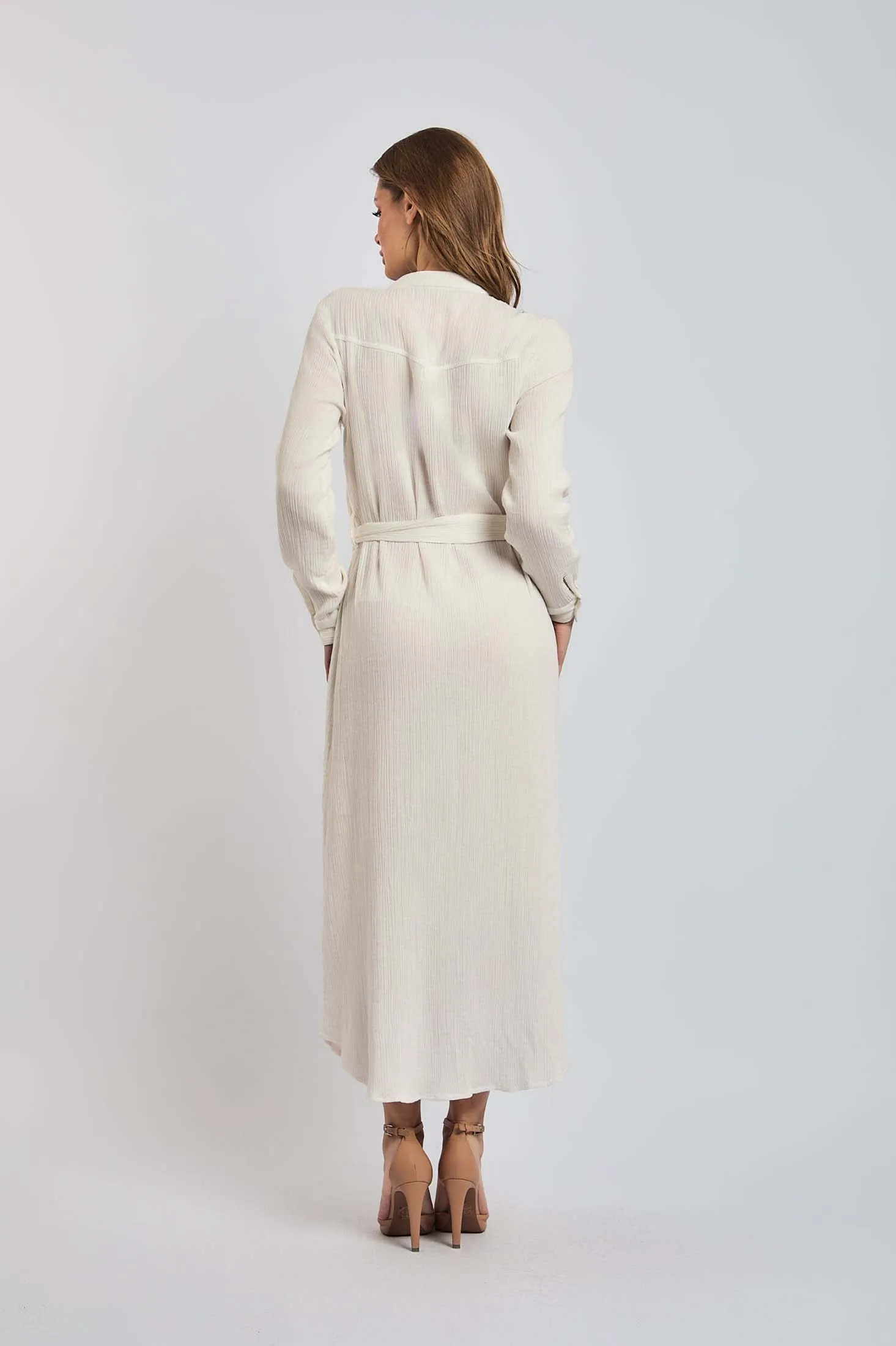 Women Dress Long Sleeve Shirt Off White