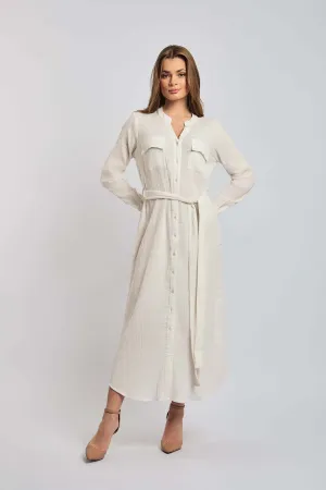 Women Dress Long Sleeve Shirt Off White