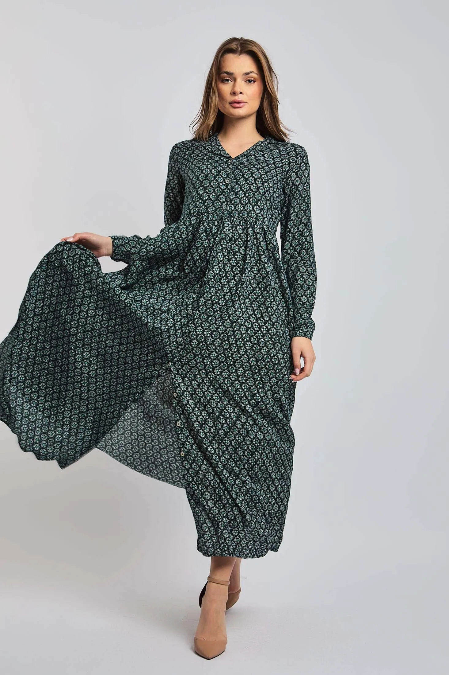 Women Dress Viscose Short Sleeves Multicolor