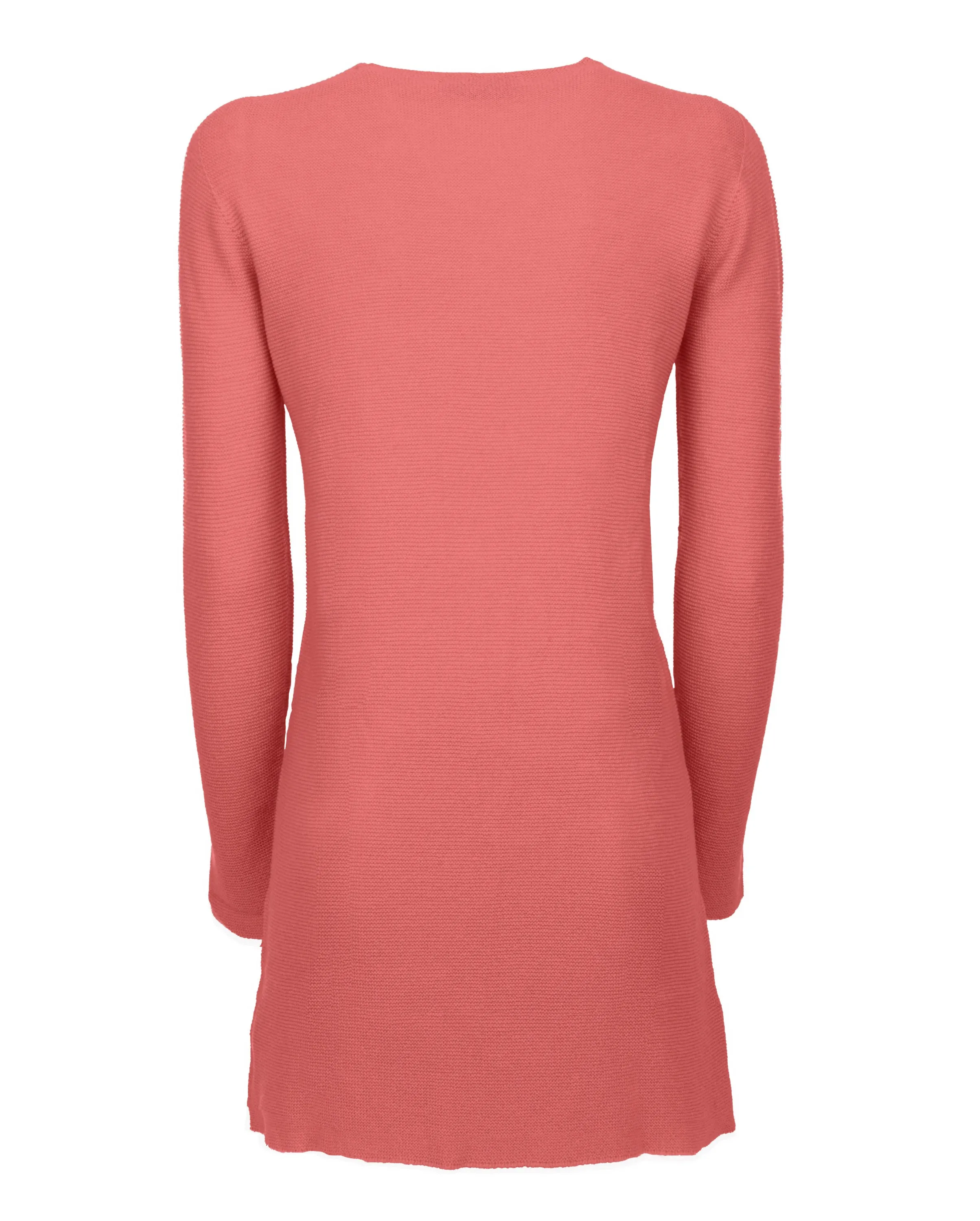 Women's Cashmere Links Stitch Duster Cardigan Coral Red