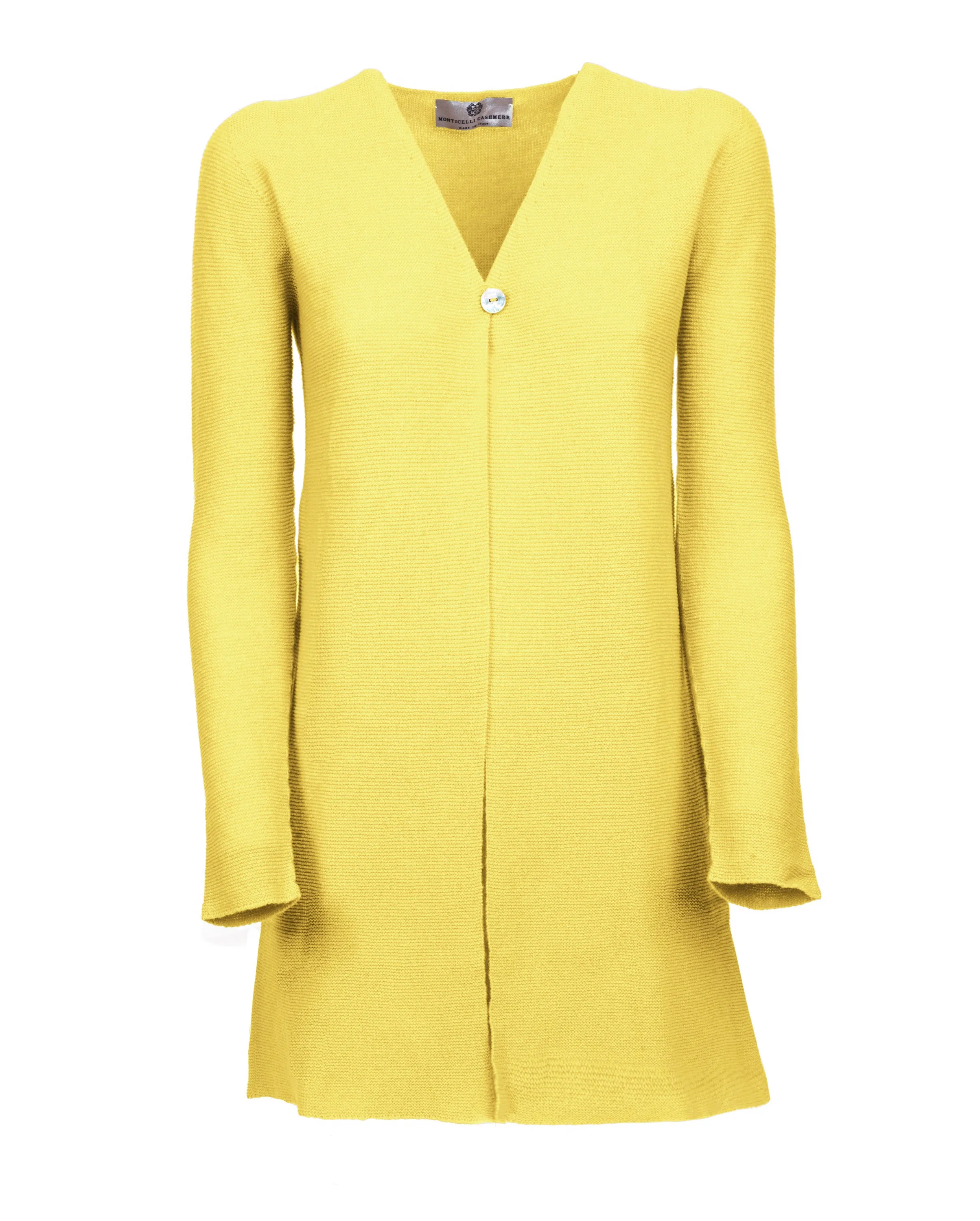 Women's Cashmere Links Stitch Duster Cardigan Lemon