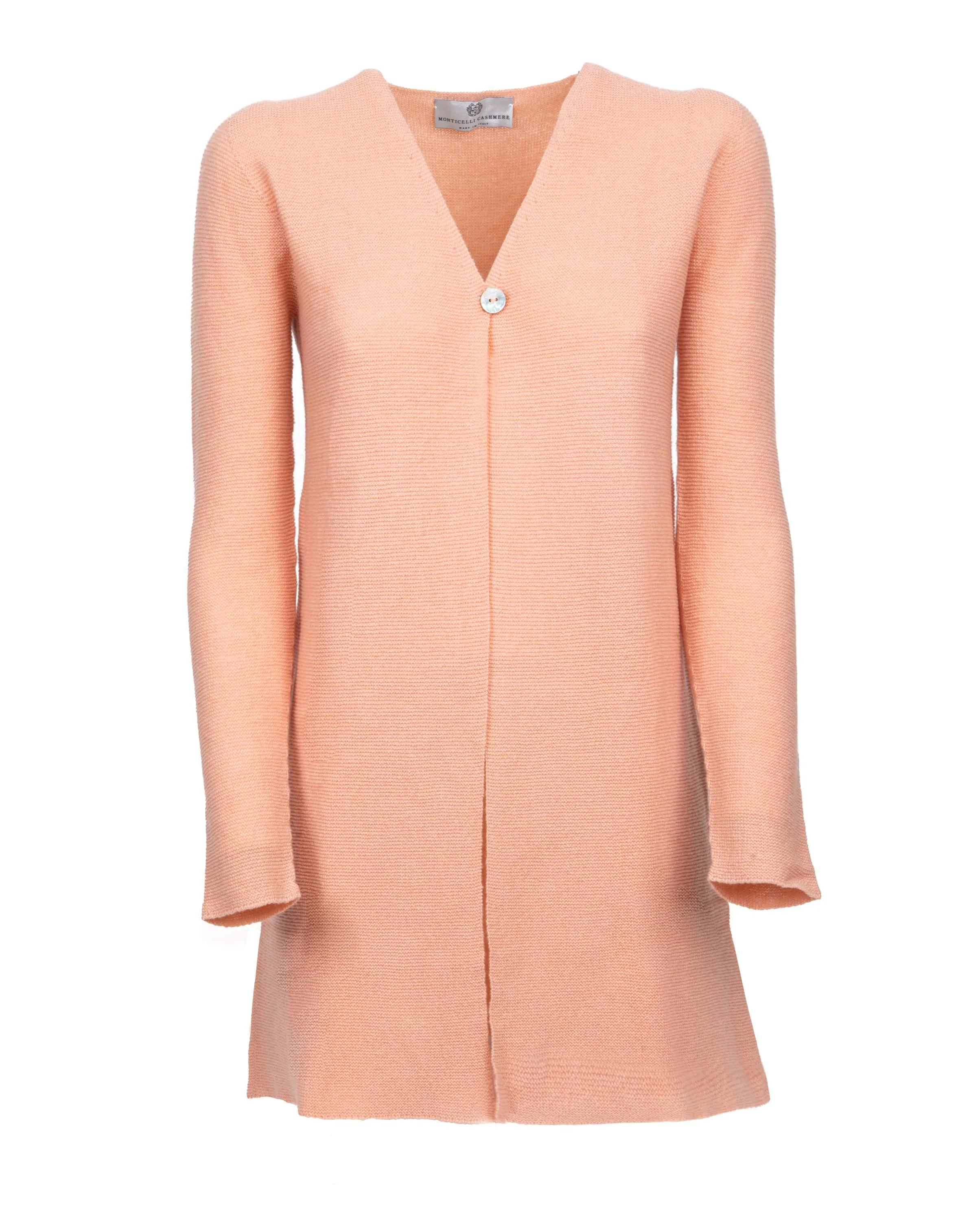 Women's Cashmere Links Stitch Duster Cardigan Peach