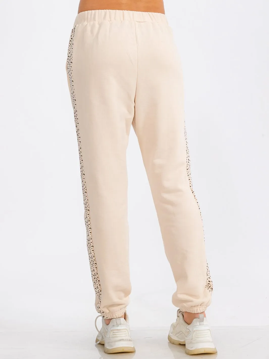 WOMEN'S ELASTIC WAIST FRONT POCKET ANIMAL PRINT DETAILED SWEATPANTS