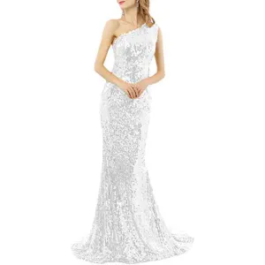 Women's One Shoulder Sequin Mermaid Bridal Wedding Dresses