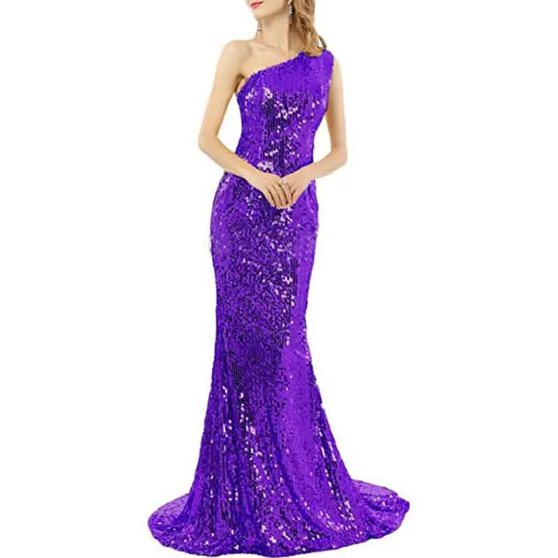 Women's One Shoulder Sequin Mermaid Bridal Wedding Dresses