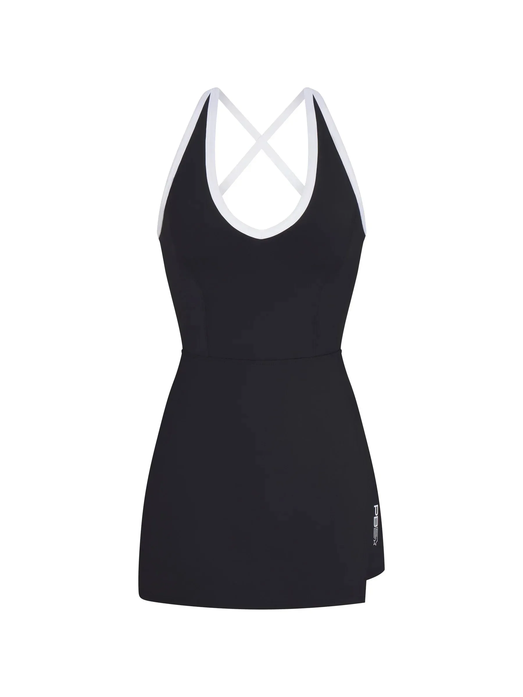 WOMEN'S PB5-STAR SIDE SPLIT COURT DRESS | BLACK / WHITE