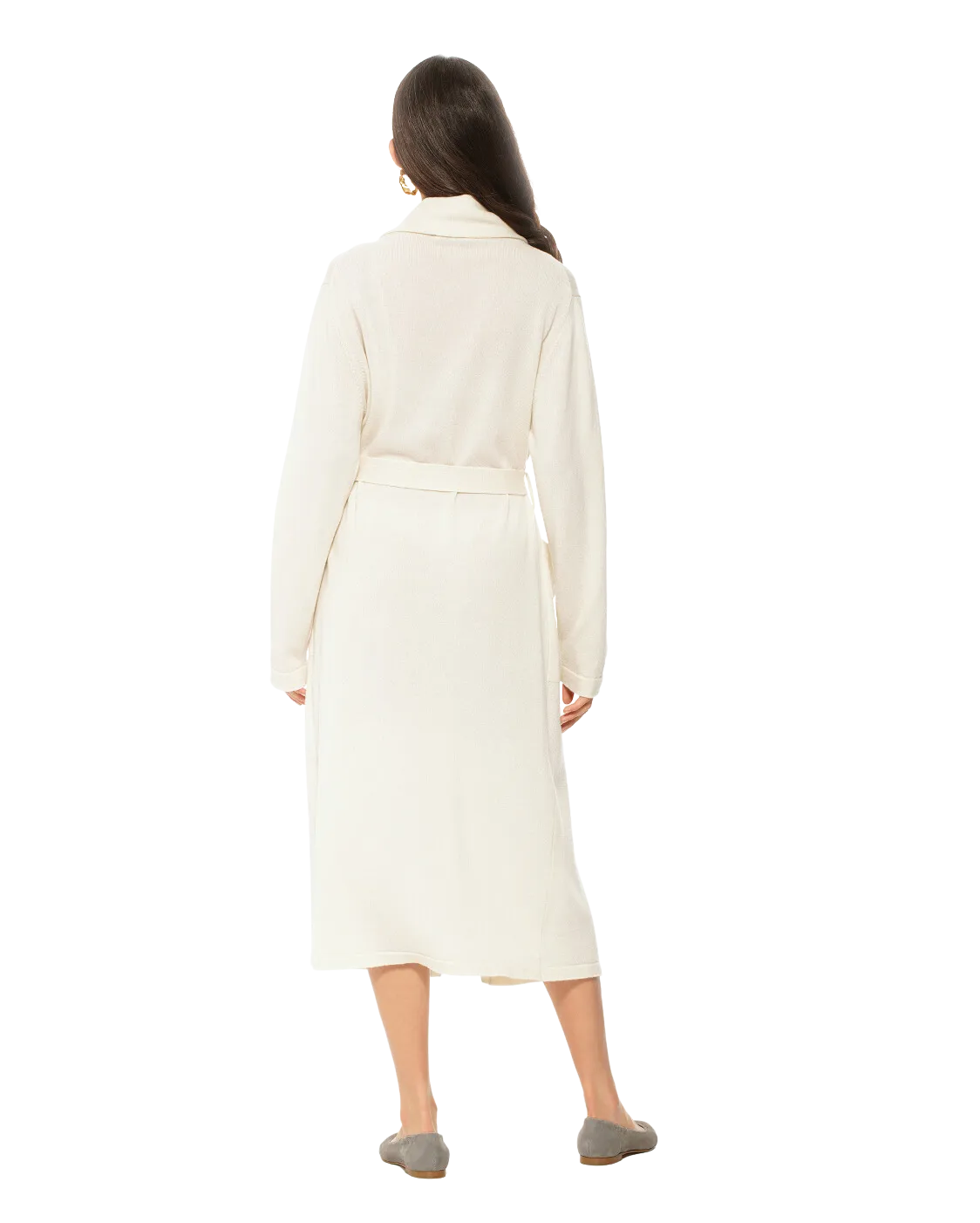 Women's Pure Cashmere Knit Robe Milk White