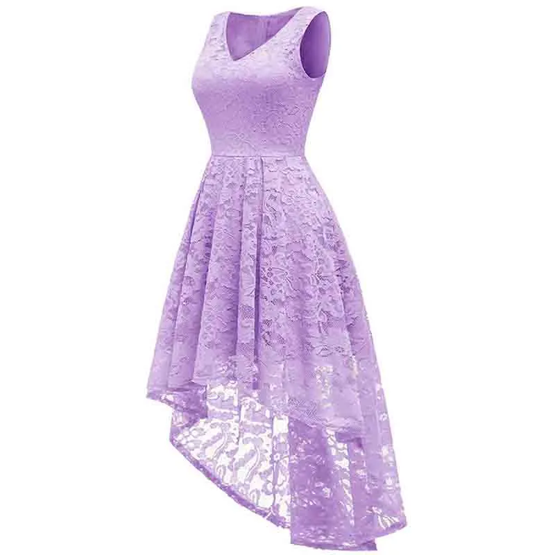 Women's Sleeveless Hi-Lo Lace Formal Dress Cocktail Party Dress Custom Size
